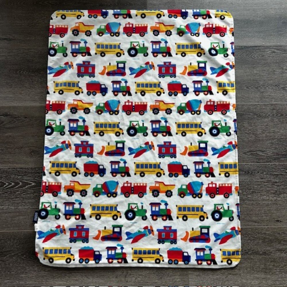 WILDKIN Baby Blanket Heroes Train Planes Blue Security Bus Boys Transportation